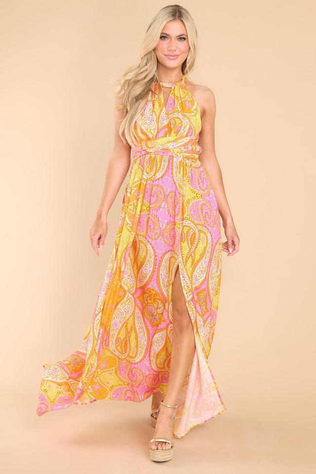 Meant For Me Tangerine Print Maxi Dress Orange Product Image