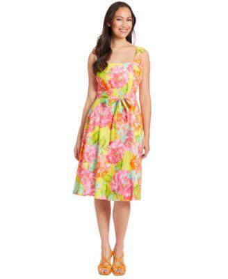 Petite Printed Fit & Flare Dress Product Image