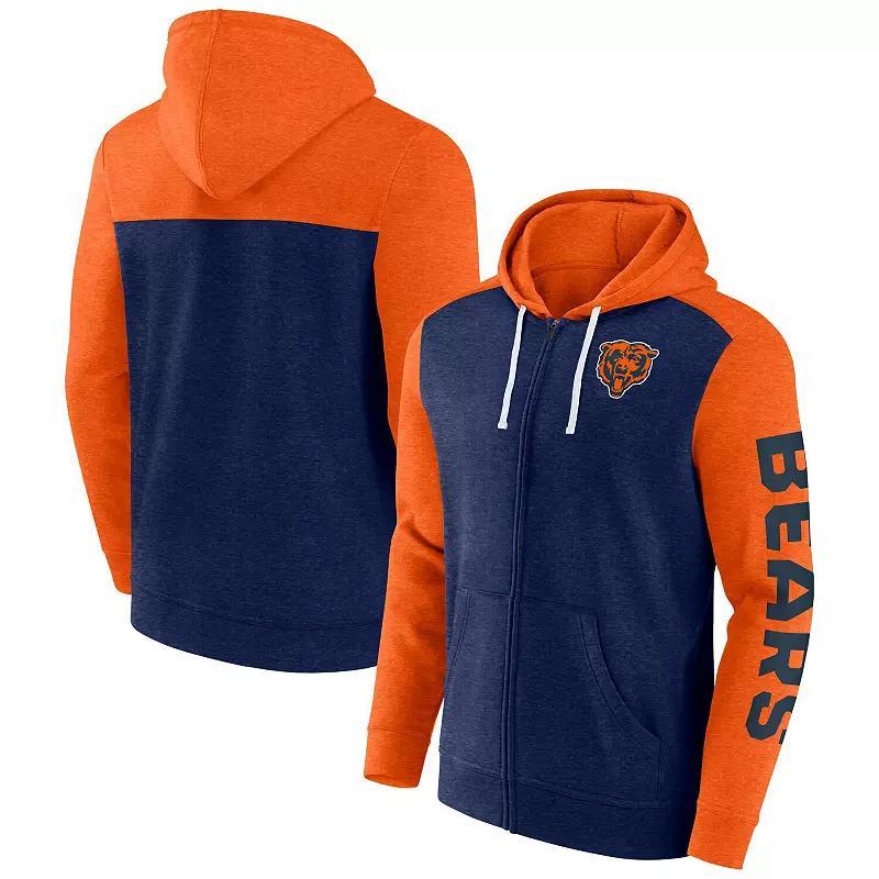 Mens Fanatics Branded Heather Chicago Bears Down and Distance Full-Zip Hoodie Blue Product Image