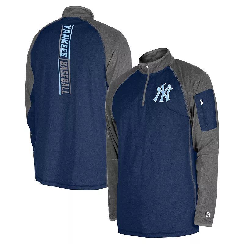 Mens New Era New York Yankees Fathers Day Raglan Quarter-Zip Top Blue Product Image