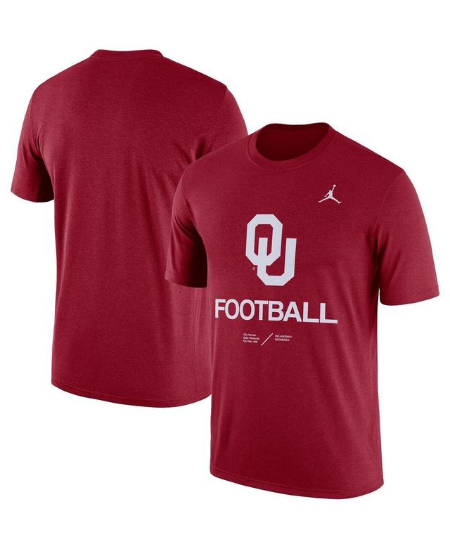 Mens Jordan Heathered Crimson Oklahoma Sooners Team Football Legend T-shirt Product Image