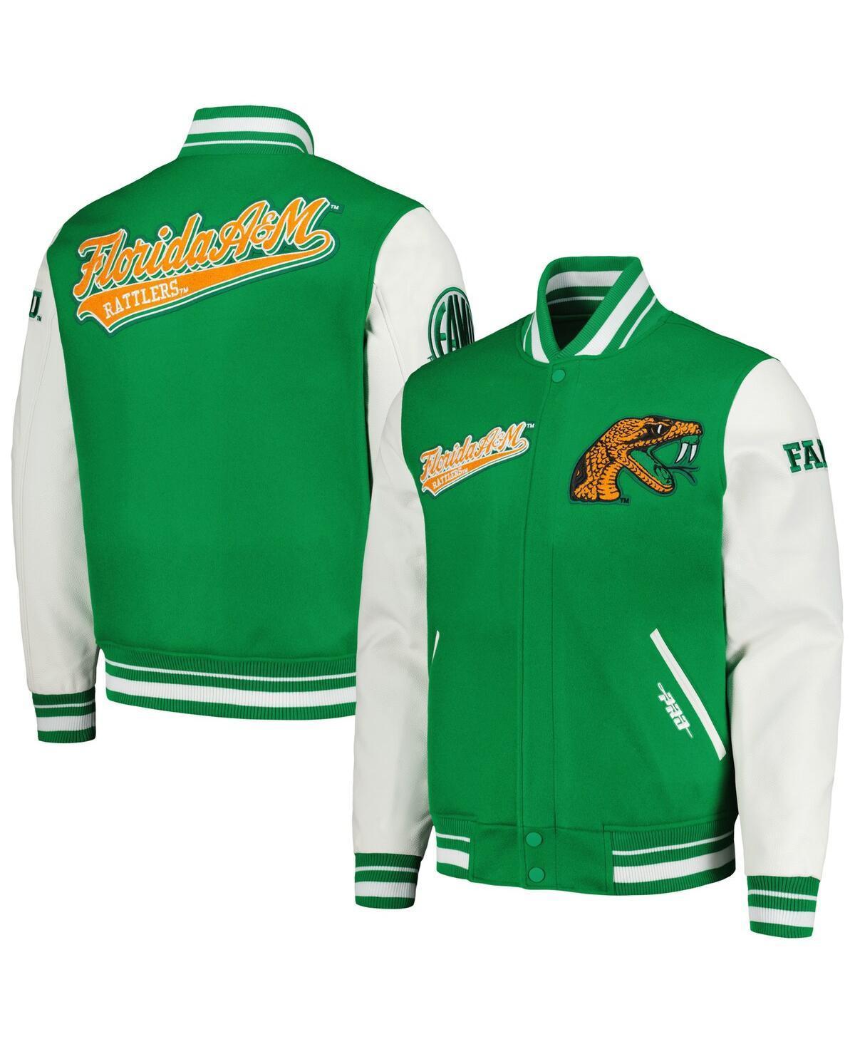 Mens Pro Standard Green Florida A&M Rattlers Script Wool Full-Zip Varsity Jacket Product Image