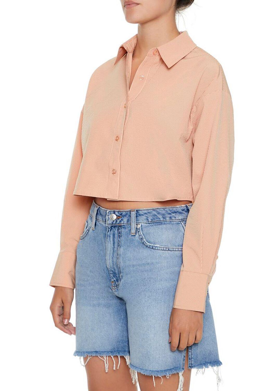 Cropped Pinstripe Shirt | Forever 21 Product Image