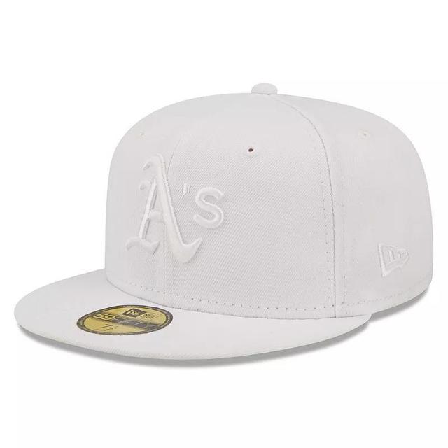 Mens New Era Oakland Athletics White 59FIFTY Fitted Hat Product Image