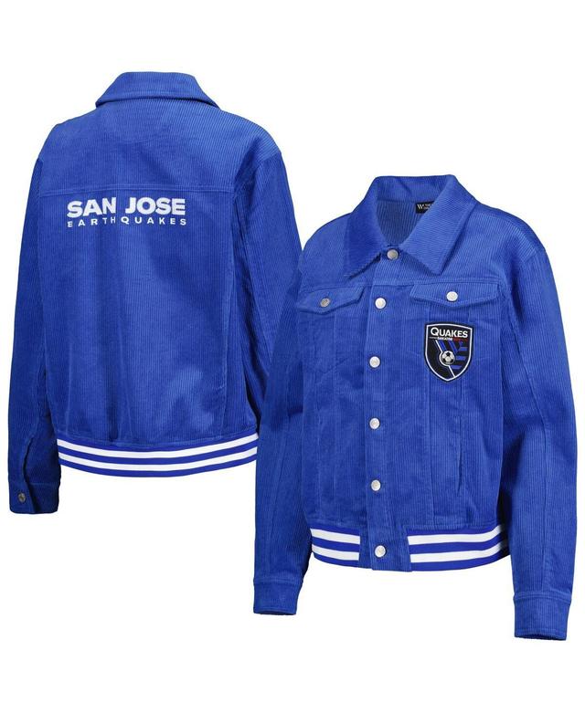 Womens The Wild Collective Blue San Jose Earthquakes CorduroyButton-Up Jacket Product Image