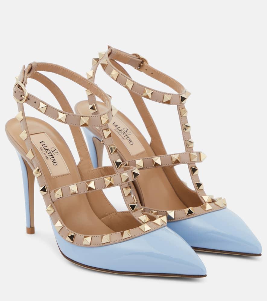 Rockstud Patent Leather Pumps In Blue Product Image