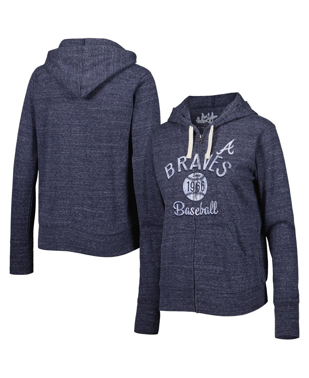 Womens Touch Navy Atlanta Braves Training Camp Tri-Blend Lightweight Full-Zip Hoodie Product Image