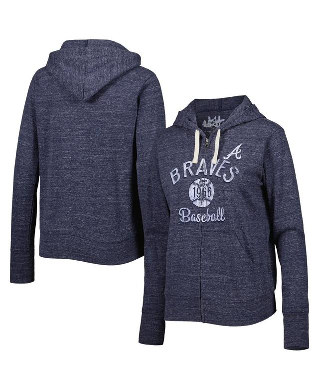 Womens Touch Navy Atlanta Braves Training Camp Tri-Blend Lightweight Full-Zip Hoodie Product Image