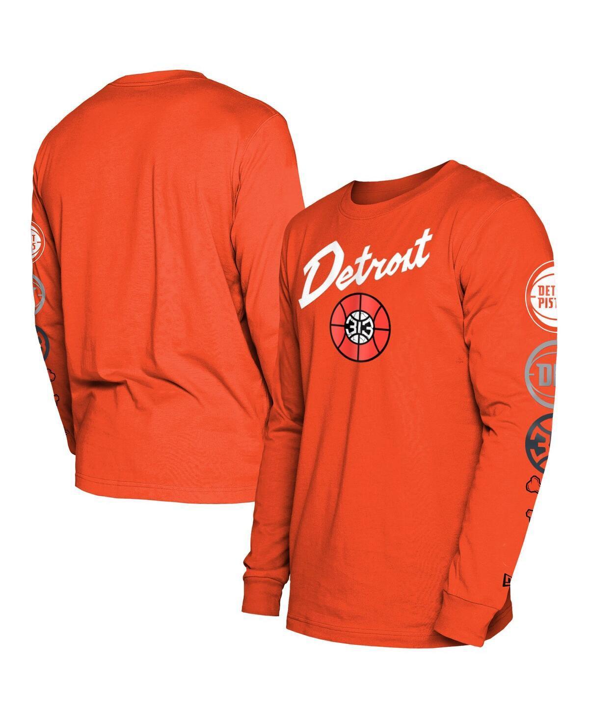 Mens New Era Orange Detroit Pistons 2023/24 City Edition Long Sleeve T-Shirt Product Image