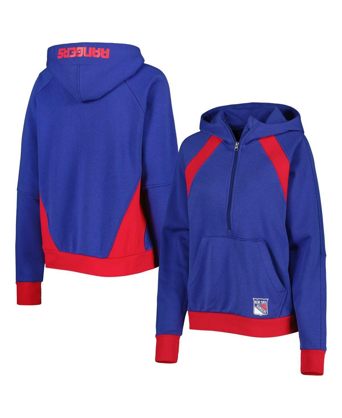 Womens Starter Blue New York Rangers Wishbone Half-Zip Hoodie Product Image