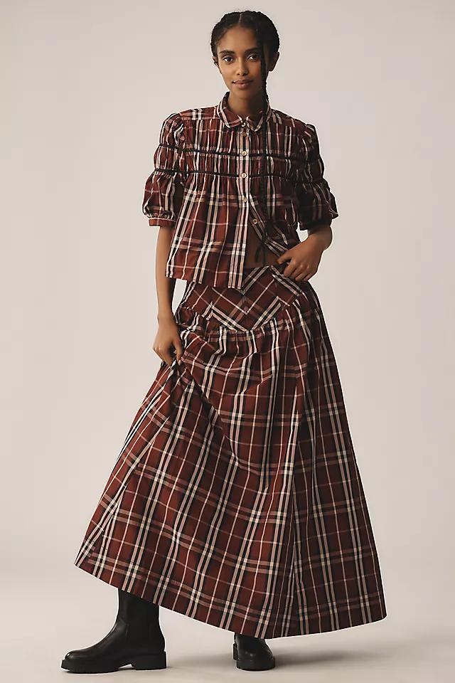 Maeve Drop-Waist Taffeta Maxi Skirt Product Image