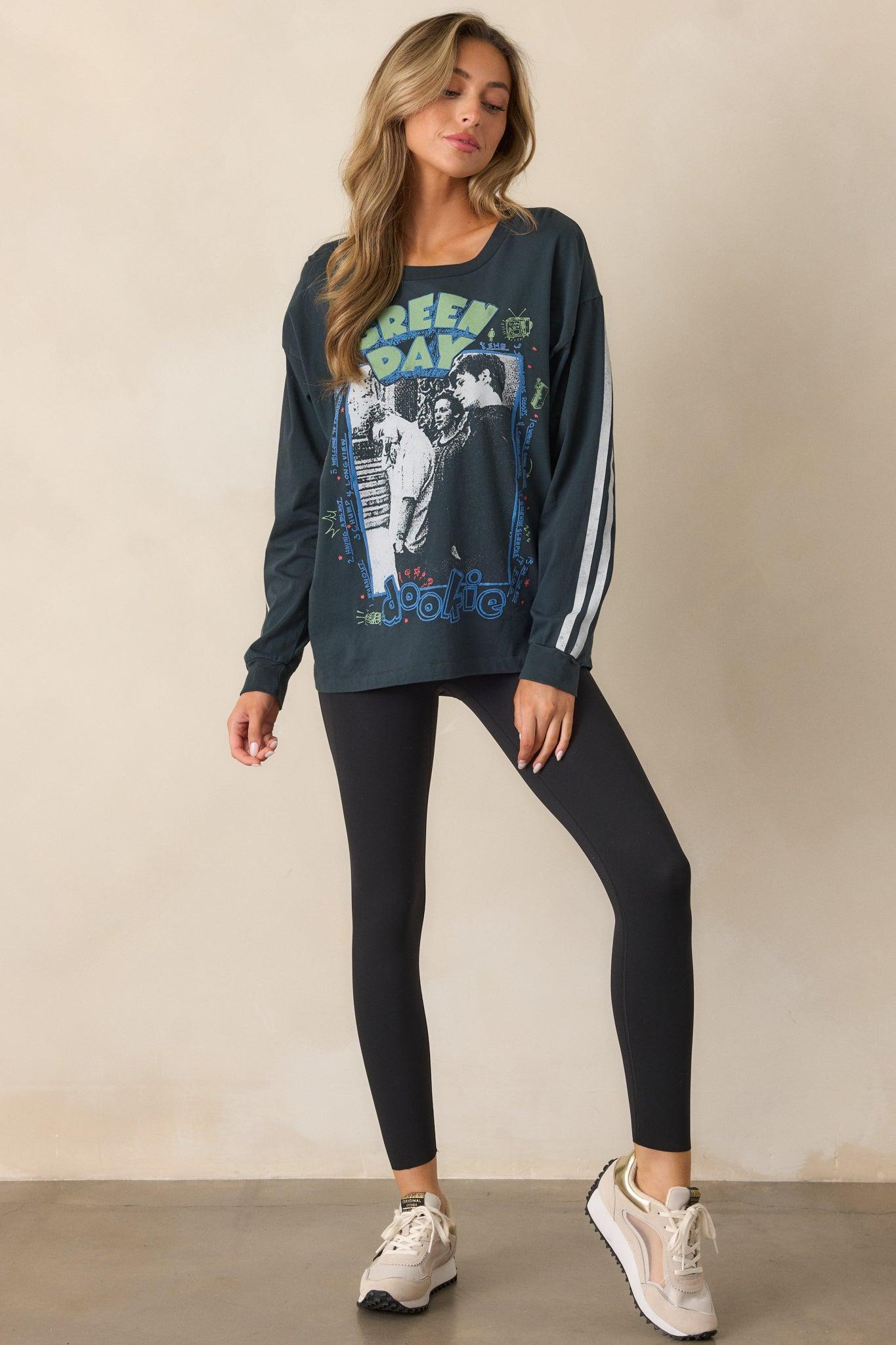 Green Day Cotton Vintage Black Long Sleeve Tee Product Image