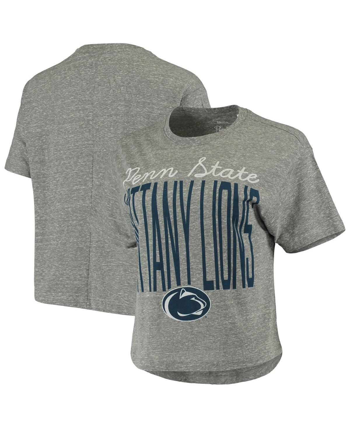 Womens Pressbox Heathered Gray Penn State Nittany Lions Sanibel Knobi Crop T-Shirt Product Image