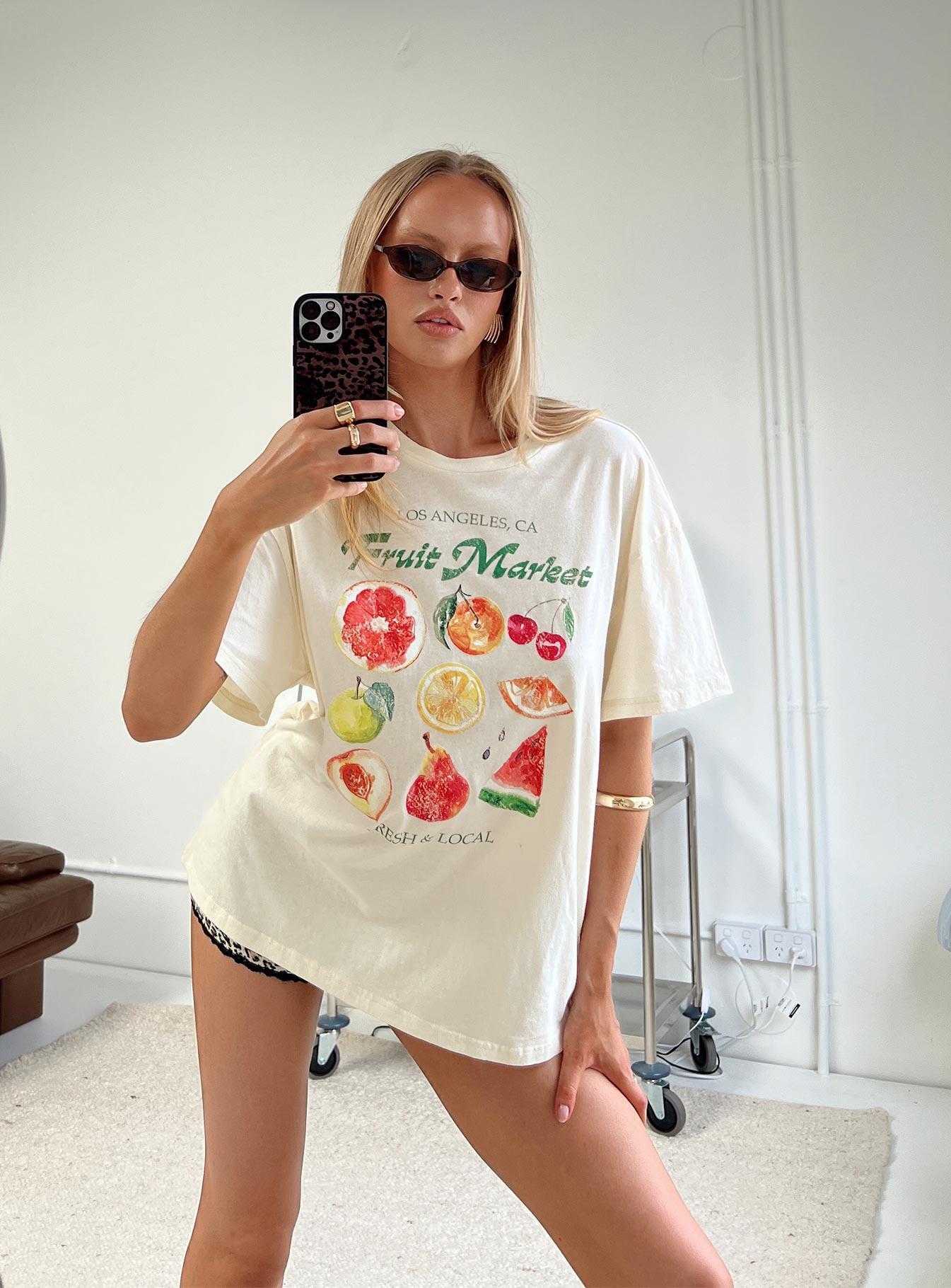 Fruit Market Oversized Tee White Product Image