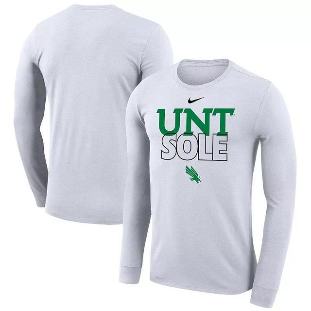 Nike White North Texas Mean Green 2023 On Court Bench Long Sleeve T-Shirt, Mens Product Image