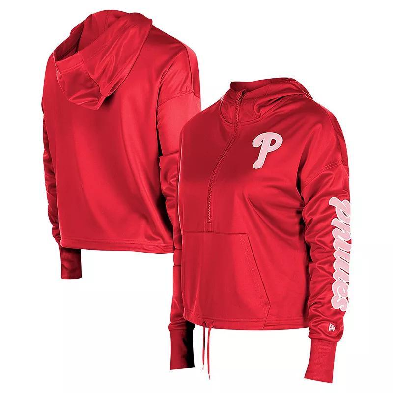 New Era Womens Red Philadelphia Phillies Half-Zip Hoodie Product Image