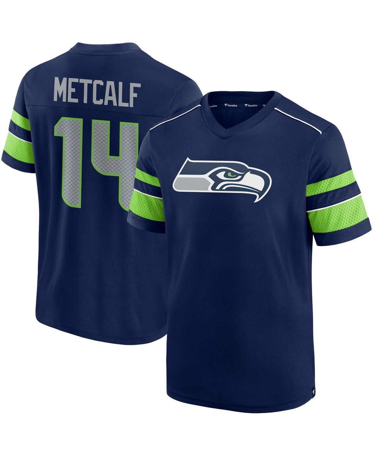 Mens Fanatics Branded DK Metcalf College Seattle Seahawks Hashmark Name & Number V-Neck T-Shirt Blue Product Image