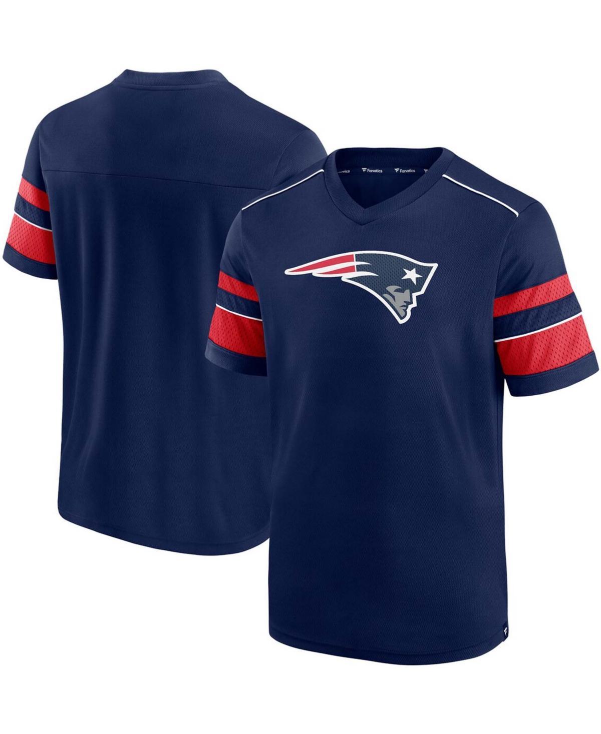 Mens Fanatics Branded New England Patriots Textured Hashmark V-Neck T-Shirt Blue Product Image