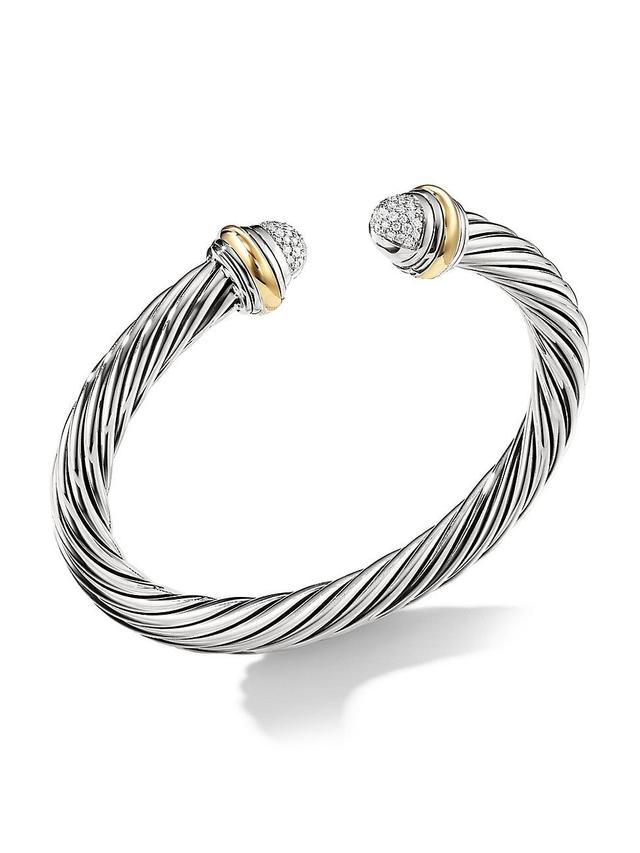 Womens Cable Silver Ice Pav Diamond Bracelet Product Image