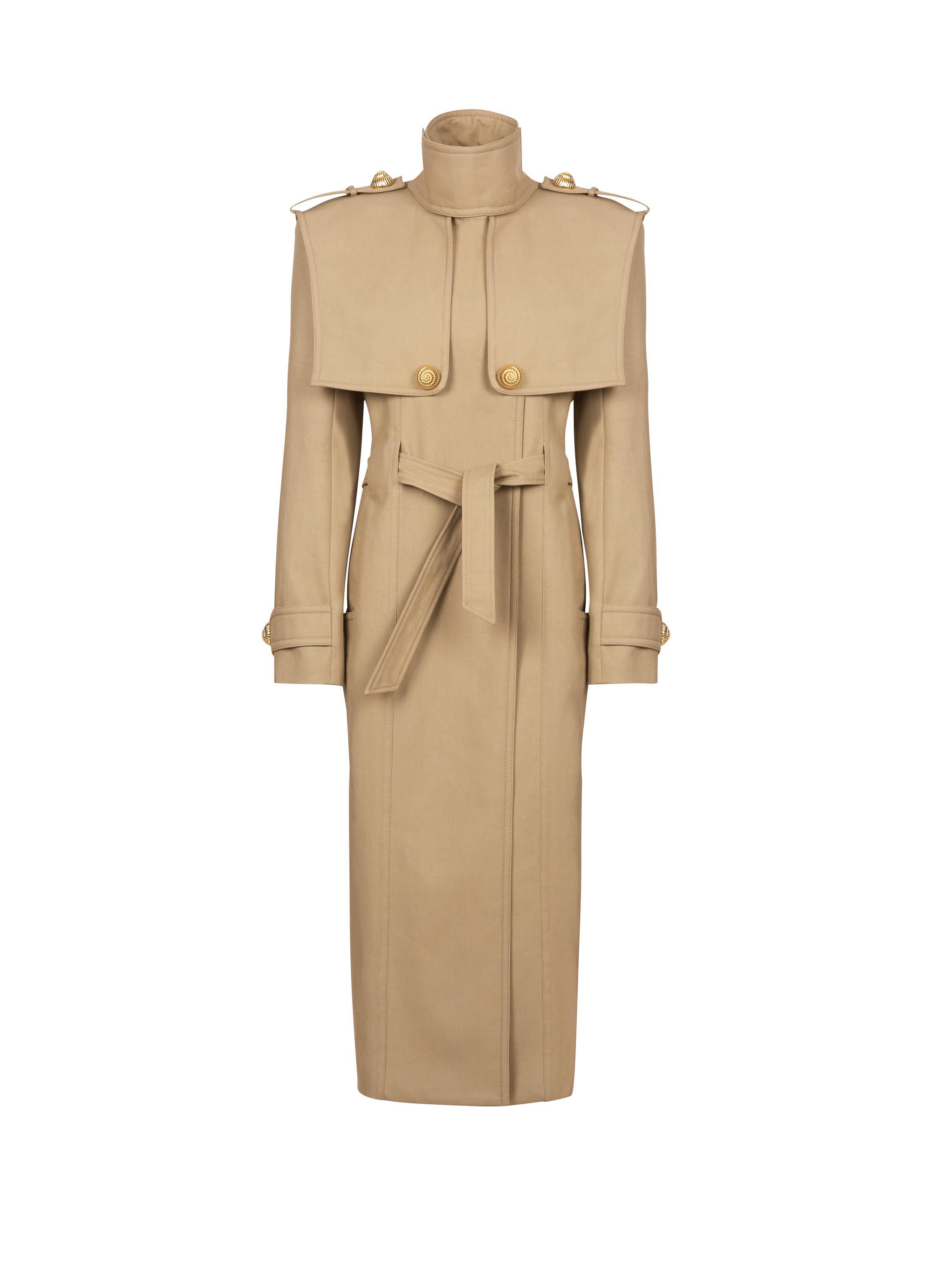 Belted trench coat in water-repellent cotton product image