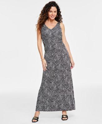 Women's Floral-Print Sleeveless V-Neck Maxi Dress, Created for Macy's Product Image