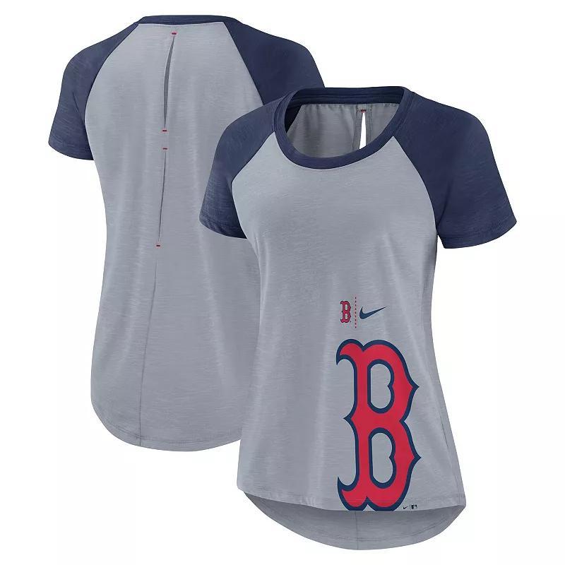 Womens Nike Heather Gray Boston Red Sox Summer Breeze Raglan Fashion T-Shirt Product Image