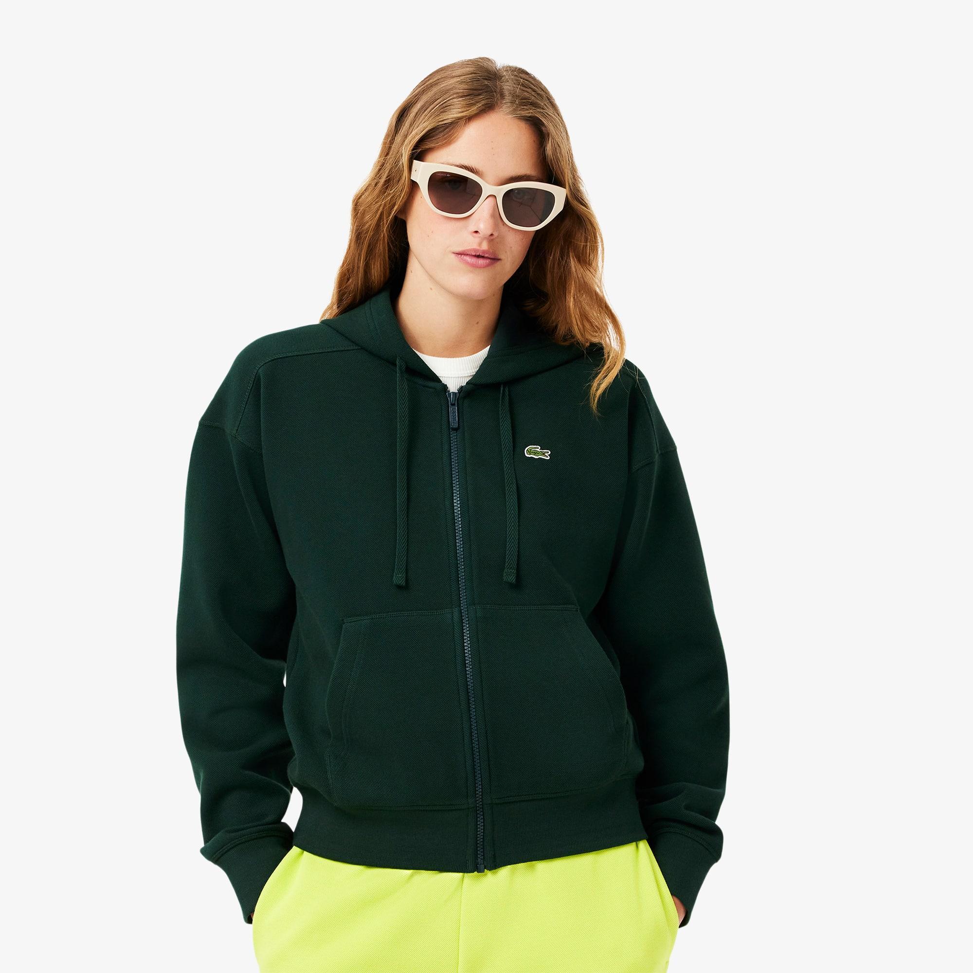 Women's Zip-Up Piqué Hoodie Product Image