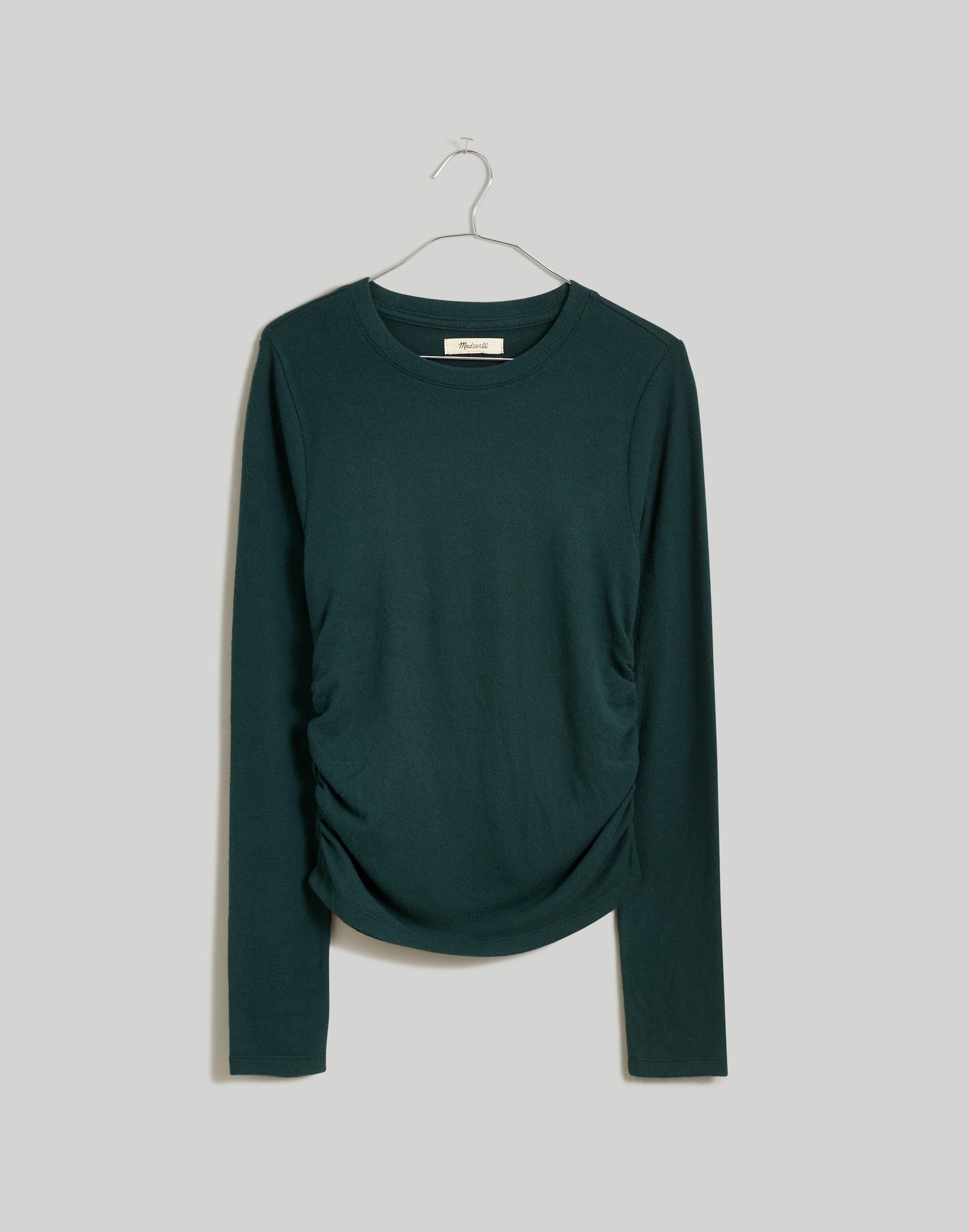 Brushed Jersey Ruched Long-Sleeve Tee Product Image