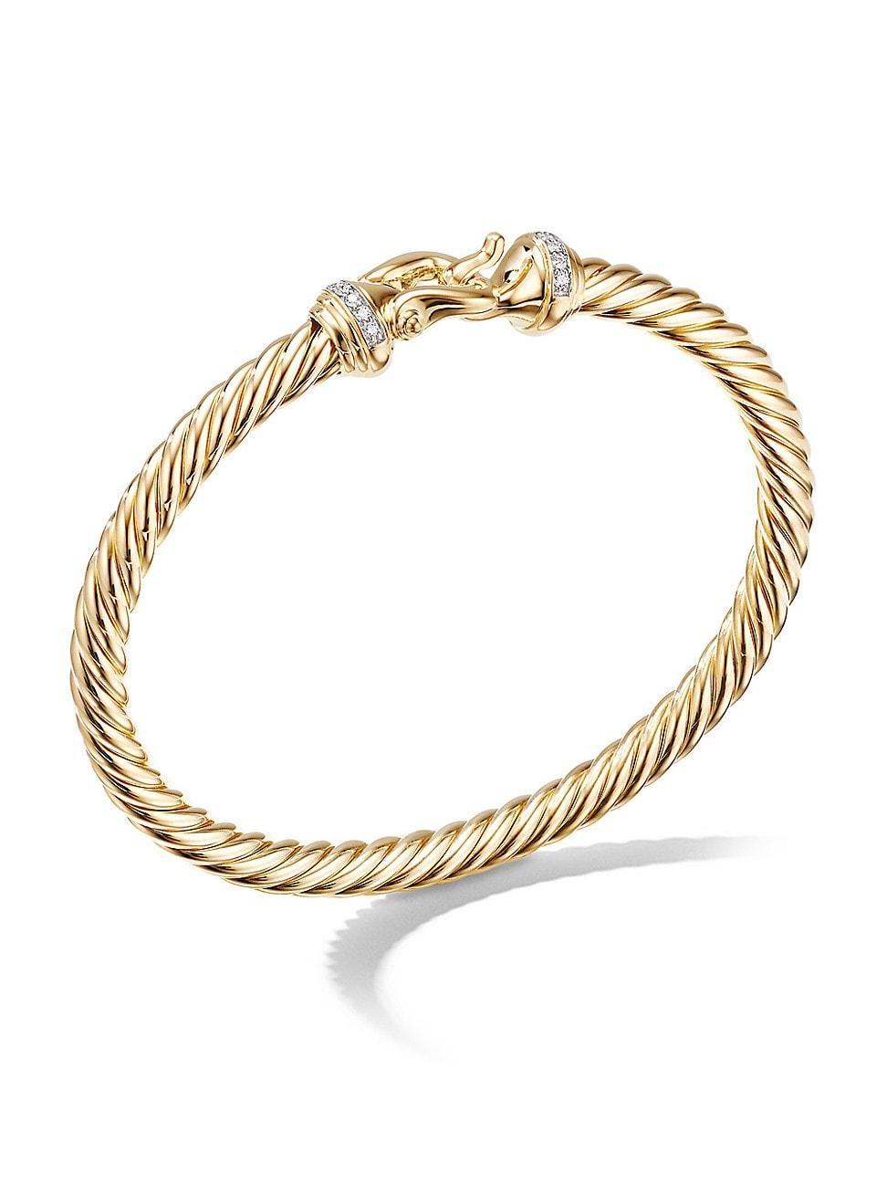 Womens Buckle Bracelet in 18K Yellow Gold with Pav Diamonds Product Image