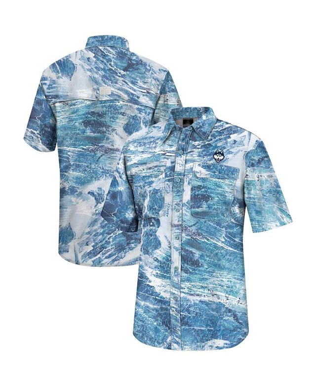 Mens Colosseum Blue UConn Huskies Realtree Aspect Charter Full-Button Fishing Shirt Product Image