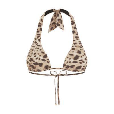 DOLCE & GABBANA Padded Triangle Bikini Top In Brown Product Image