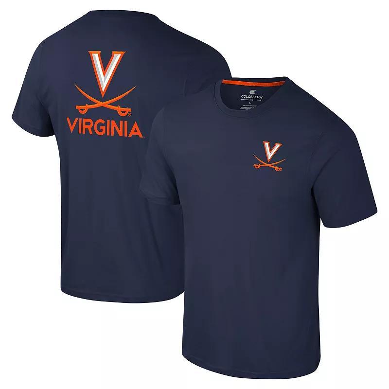 Mens Colosseum Virginia Cavaliers Logo Lockup 2-Hit Active Blend T-Shirt Blue Product Image