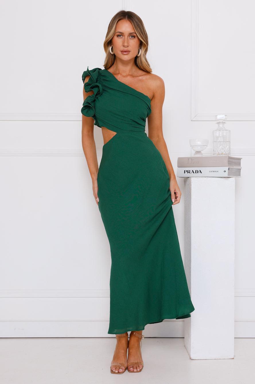 In These Moments One Shoulder Maxi Dress Green Product Image