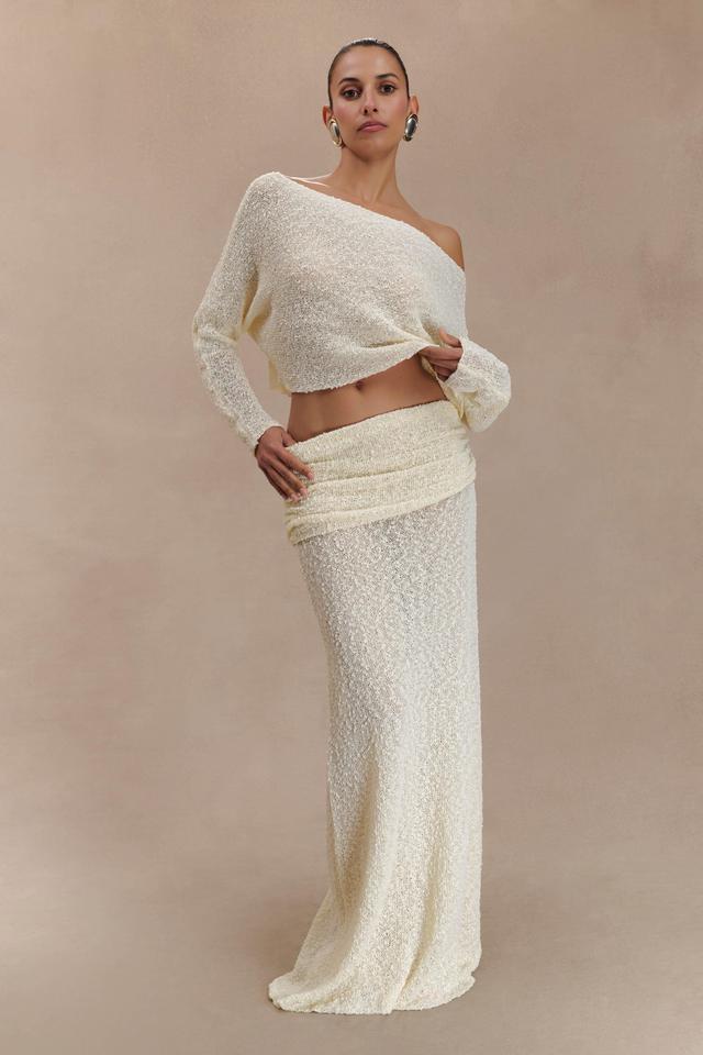 Petra Ruched Knit Maxi Skirt - Ivory Product Image