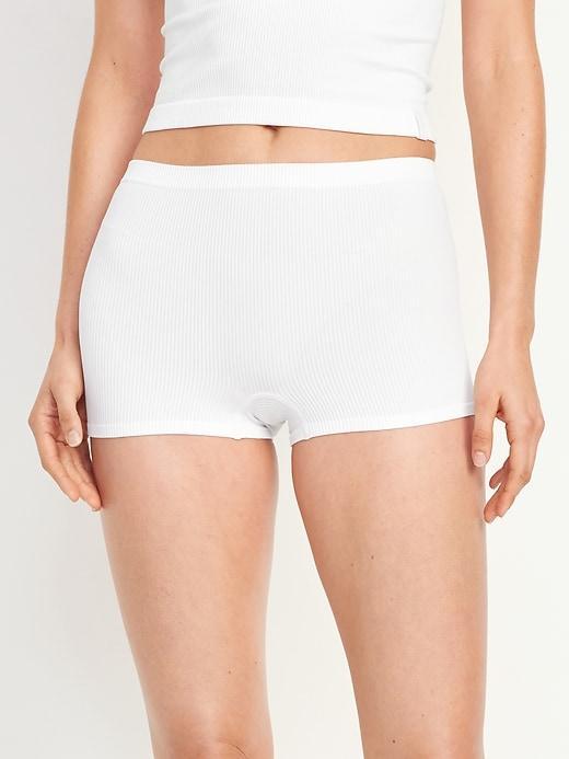 Mid-Rise Seamless Ribbed Boyshort Underwear Product Image