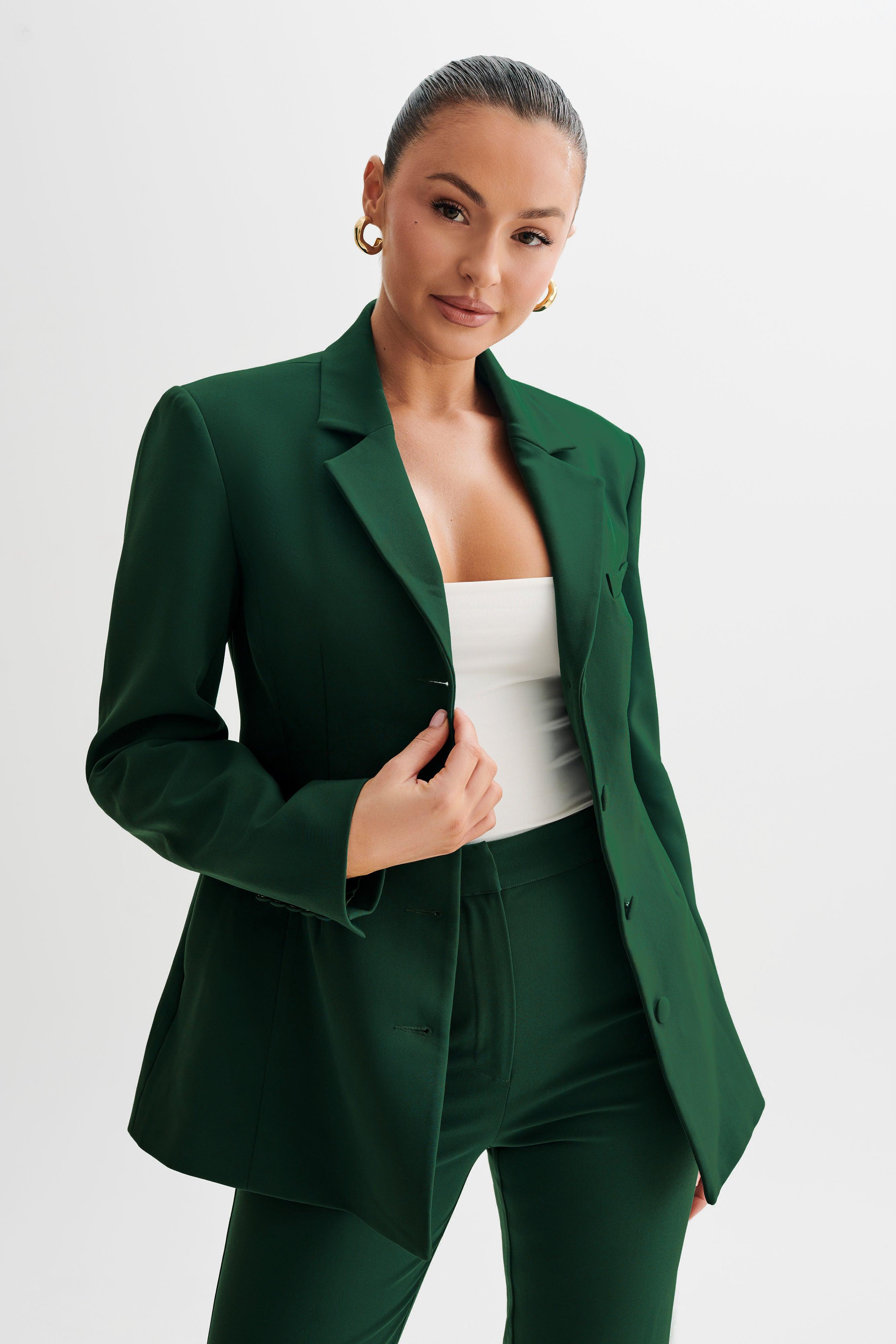 Greer Hourglass Suiting Blazer - Forest Green Product Image