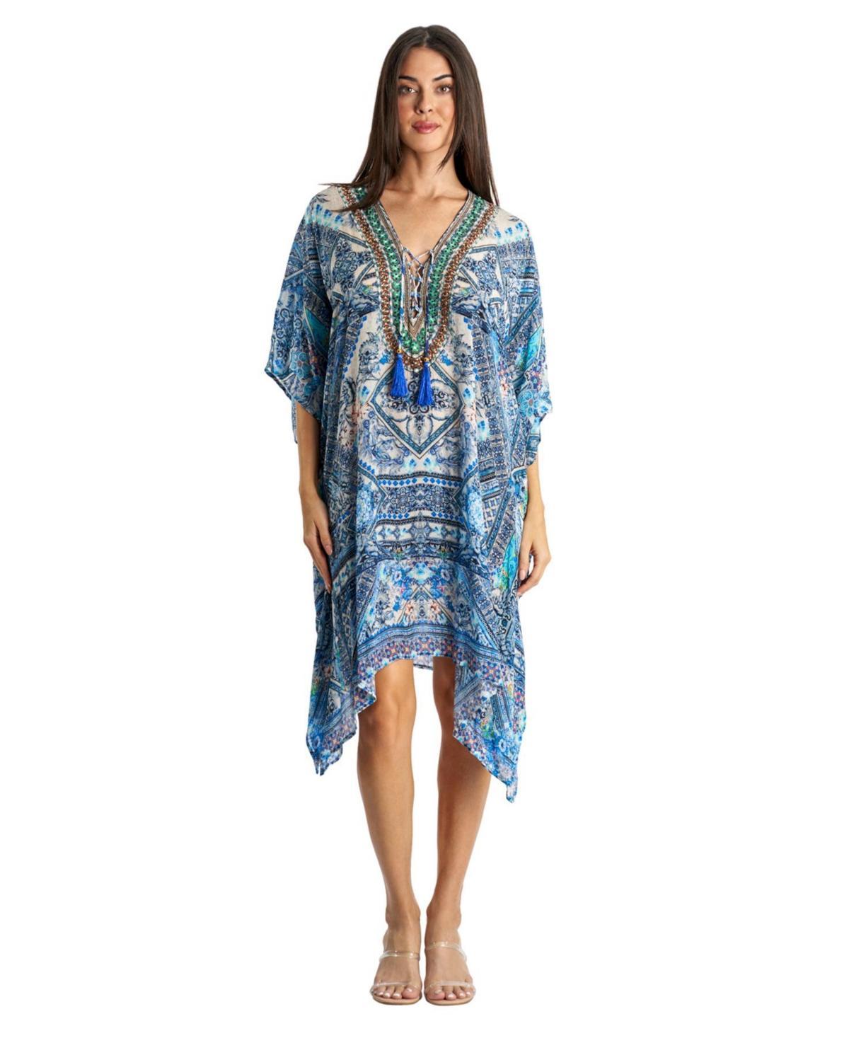 La Moda Clothing Womens V-neck Short Kaftan Dress Product Image