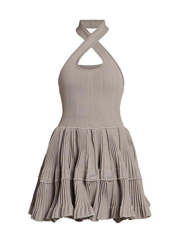 Womens Ribbed Crinoline Halterneck Minidress Product Image