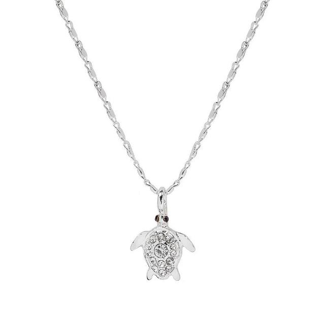 Emberly Pave Turtle Pendant Necklace, Womens, Clear Product Image