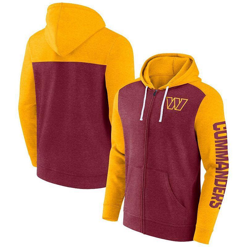 Mens Fanatics Heather Burgundy Washington Commanders Down and Distance Full-Zip Hoodie Product Image