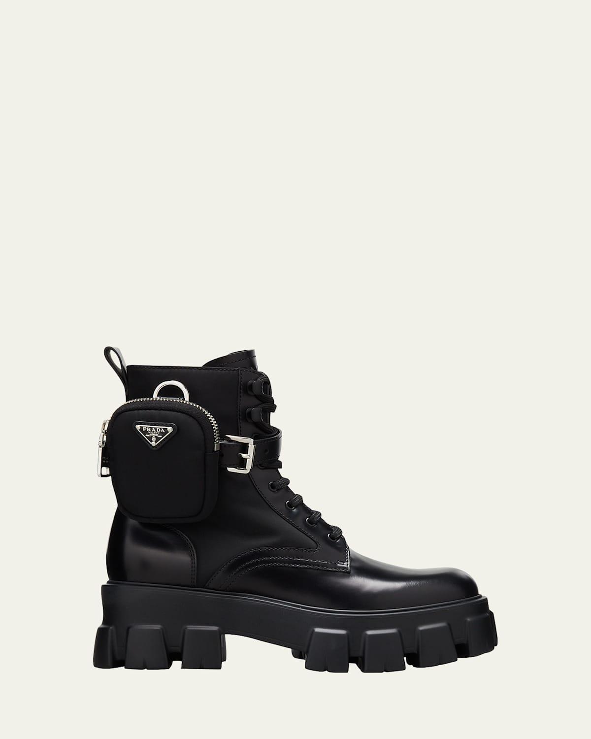 Leather Zip Pocket Combat Booties Product Image