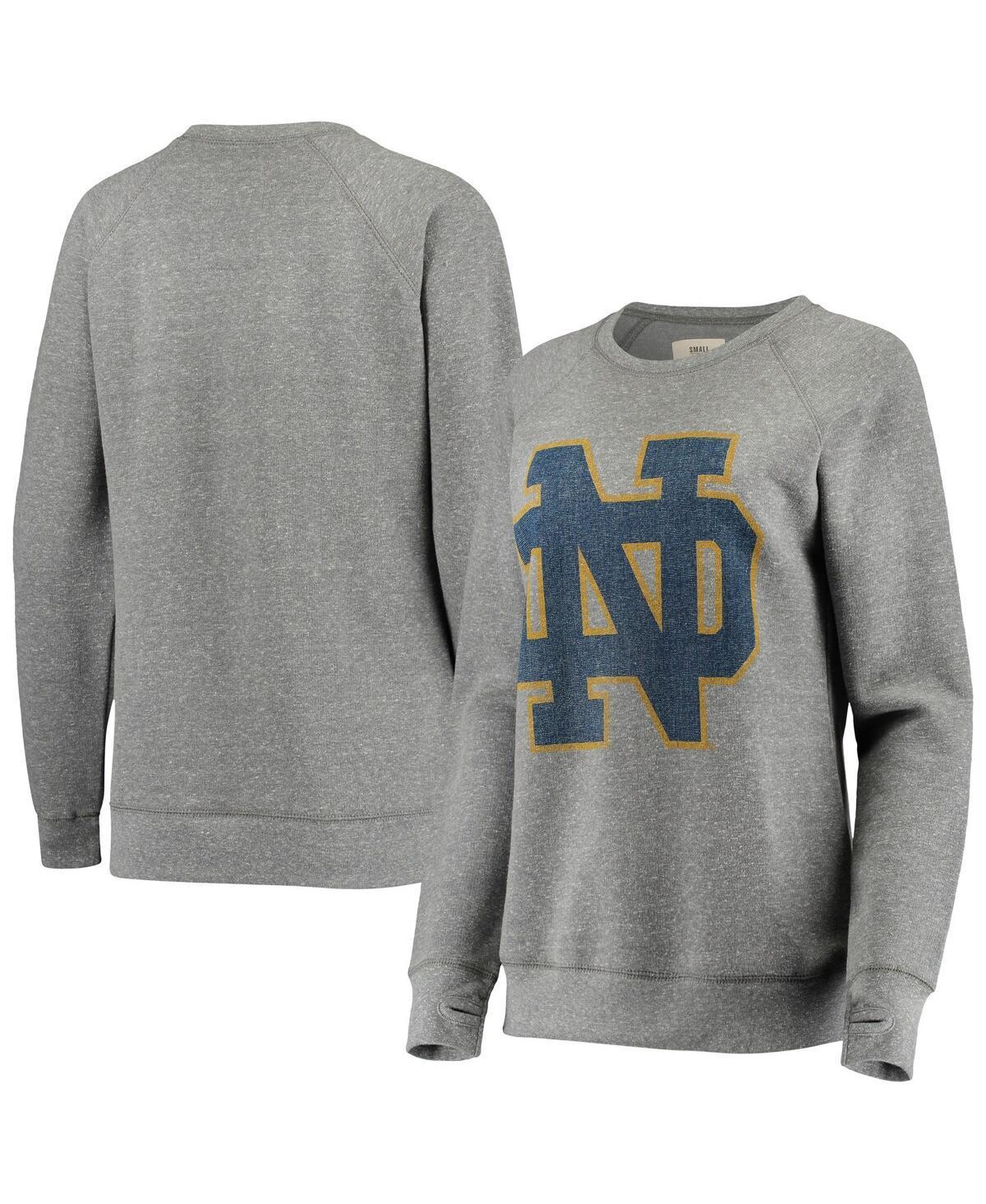 Womens Pressbox Heathered Gray Notre Dame Fighting Irish Big Logo Knobi Fleece Crew Sweatshirt product image