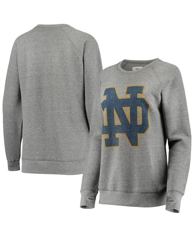 Womens Pressbox Heathered Gray Notre Dame Fighting Irish Big Logo Knobi Fleece Crew Sweatshirt Product Image