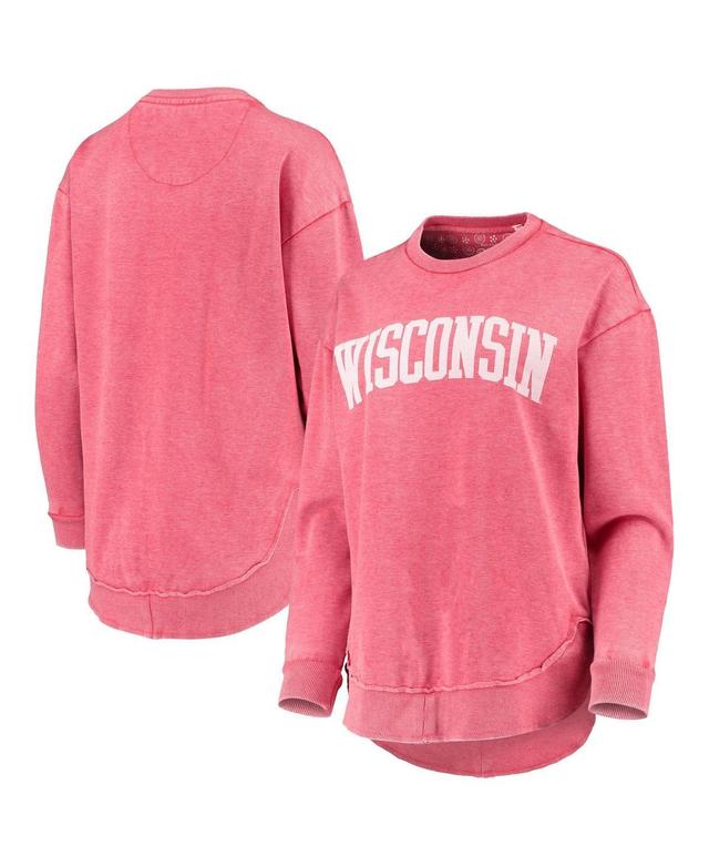 Womens Pressbox Red Wisconsin Badgers Vintage-Like Wash Pullover Sweatshirt Product Image