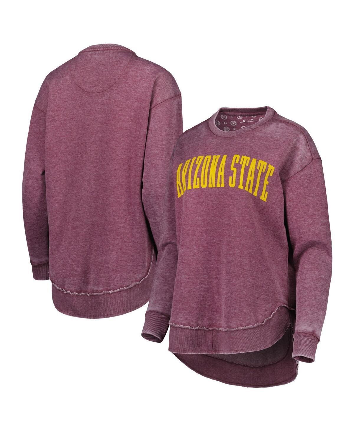 Womens Pressbox Maroon Arizona State Sun Devils Vintage Wash Pullover Sweatshirt Product Image