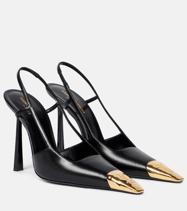 SAINT LAURENT Jeanne 110 Leather Slingback Pumps In Black Product Image