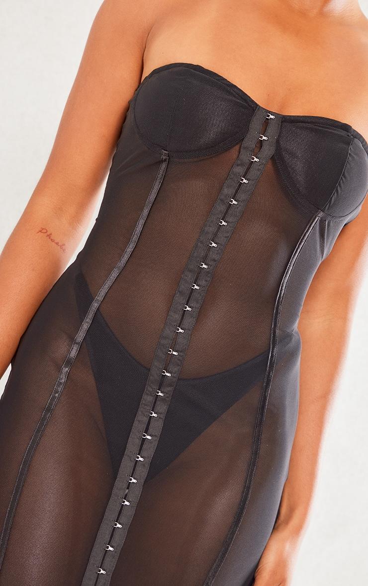 Black Mesh Bandeau Hook & Eye Binding Detail Midaxi Dress Product Image