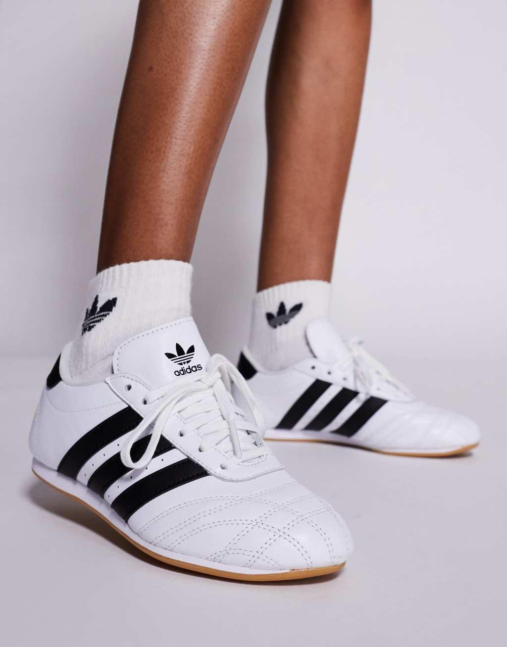 adidas Originals Taekwondo lace-up sneakers in white and black Product Image