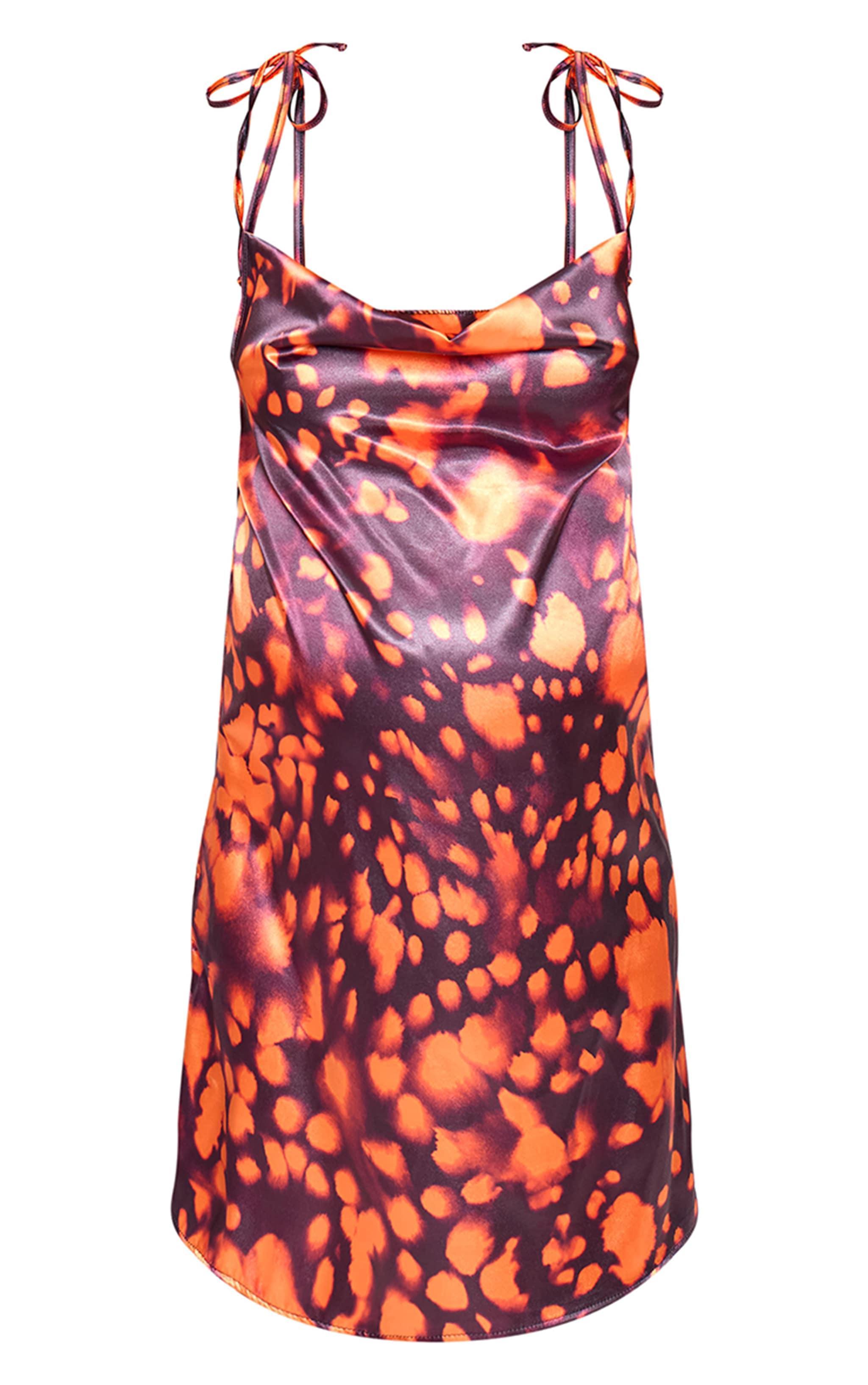 Maternity Orange Multi Printed Cowl Neck Mini Dress Product Image