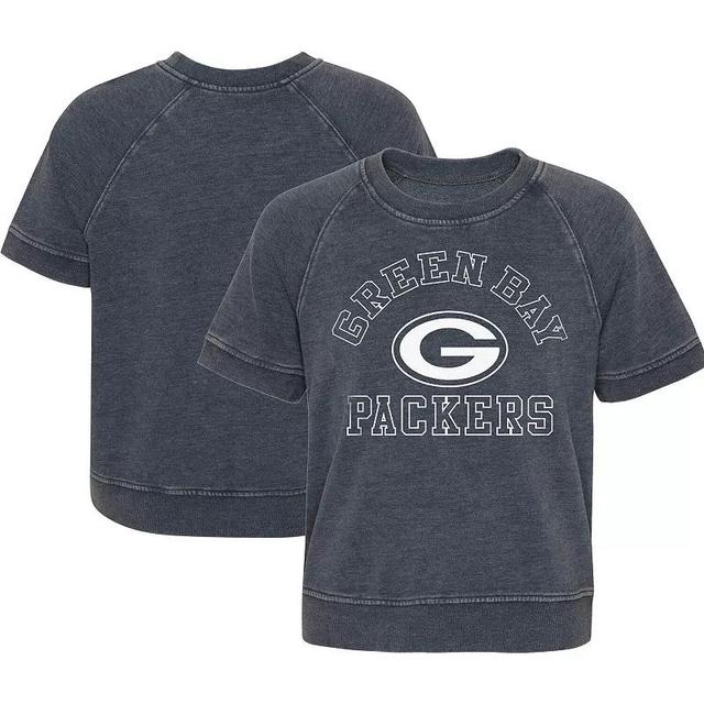 Girls Juniors Heather Charcoal Green Bay Packers Cheer Squad Raglan T-Shirt, Womens Product Image